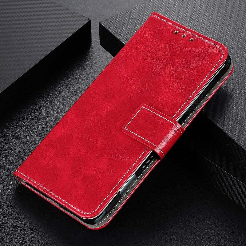 Flip Cover Samsung Galaxy S21 5G Skinnende Og Synlige Sømme