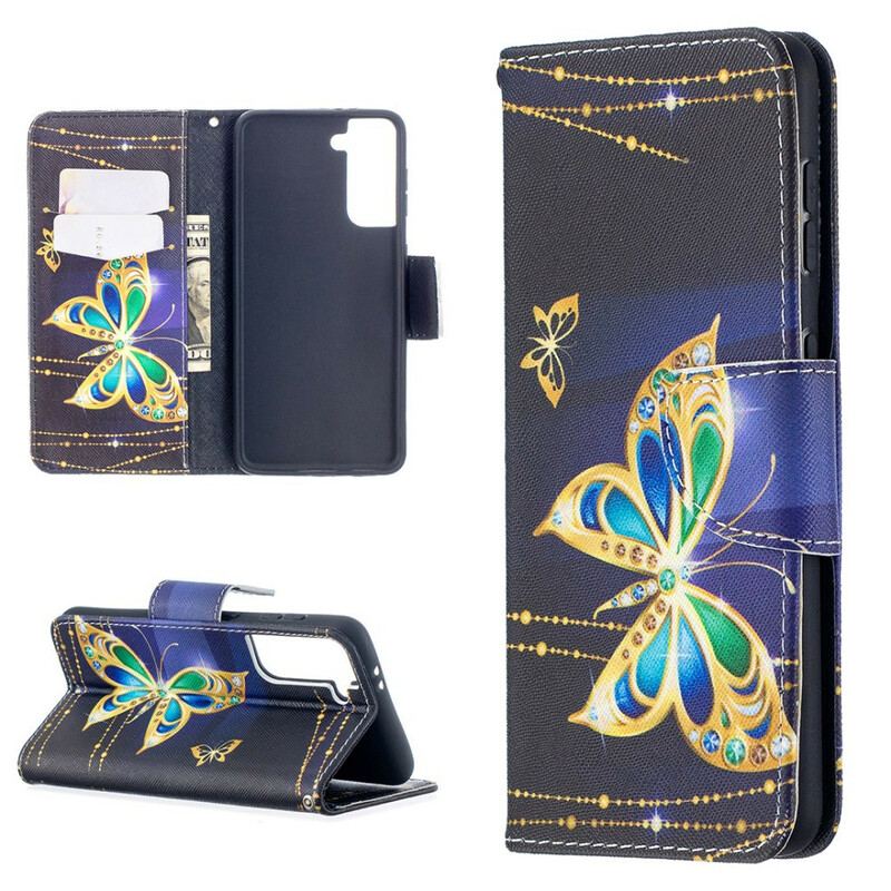 Flip Cover Samsung Galaxy S21 5G Sommerfugle Konger