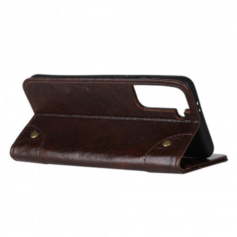 Flip Cover Samsung Galaxy S21 5G Style Nappa Læder Vintage Nitter