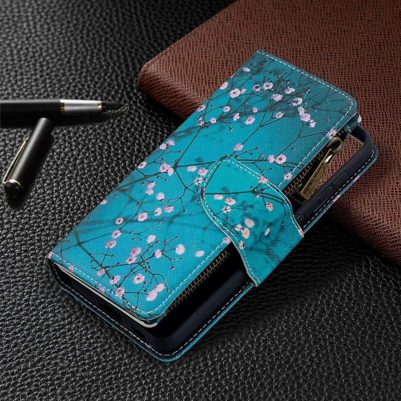 Flip Cover Samsung Galaxy S21 5G Trælomme Med Lynlås
