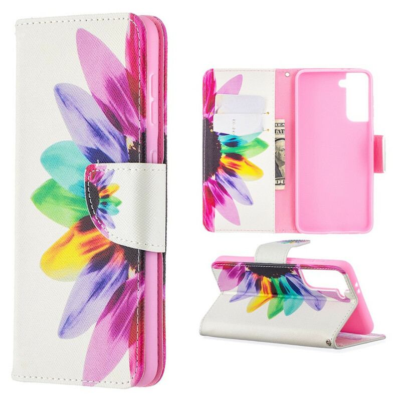 Læder Cover Samsung Galaxy S21 5G Akvarel Blomst