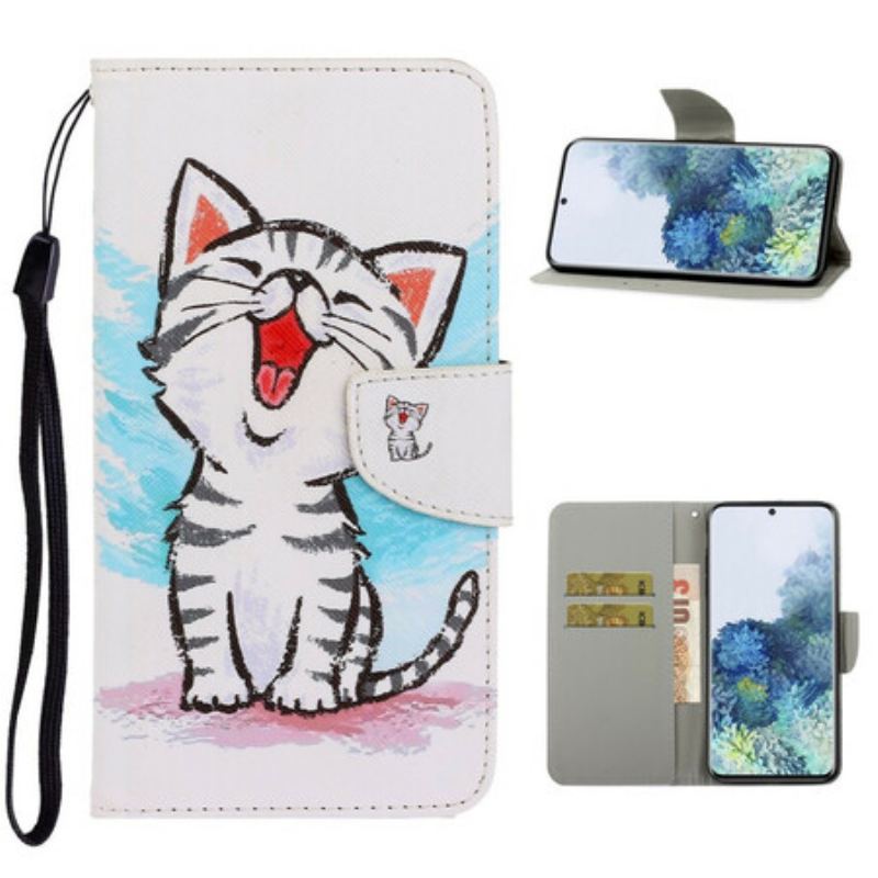Læder Cover Samsung Galaxy S21 5G Med Snor Strappy Farve Killing