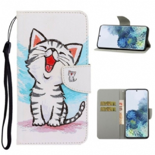 Læder Cover Samsung Galaxy S21 5G Med Snor Strappy Farve Killing
