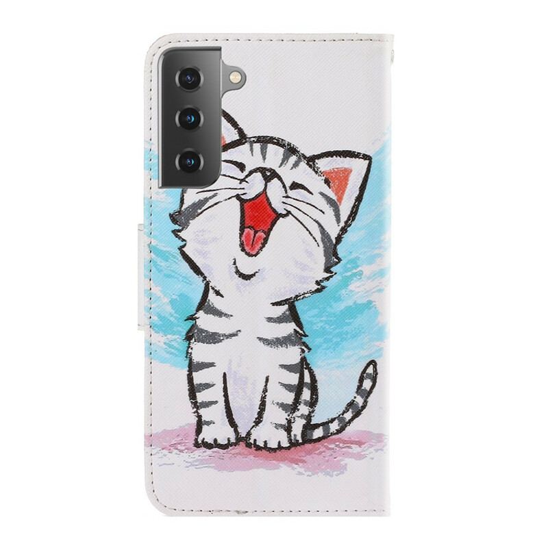 Læder Cover Samsung Galaxy S21 5G Med Snor Strappy Farve Killing