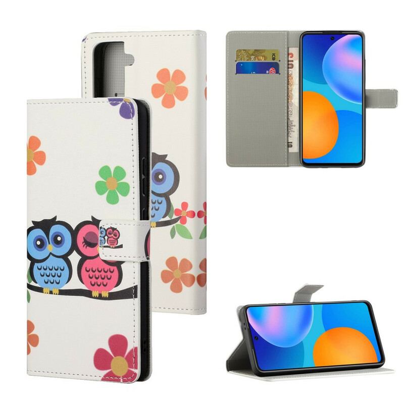 Læder Cover Samsung Galaxy S21 5G Par Ugler
