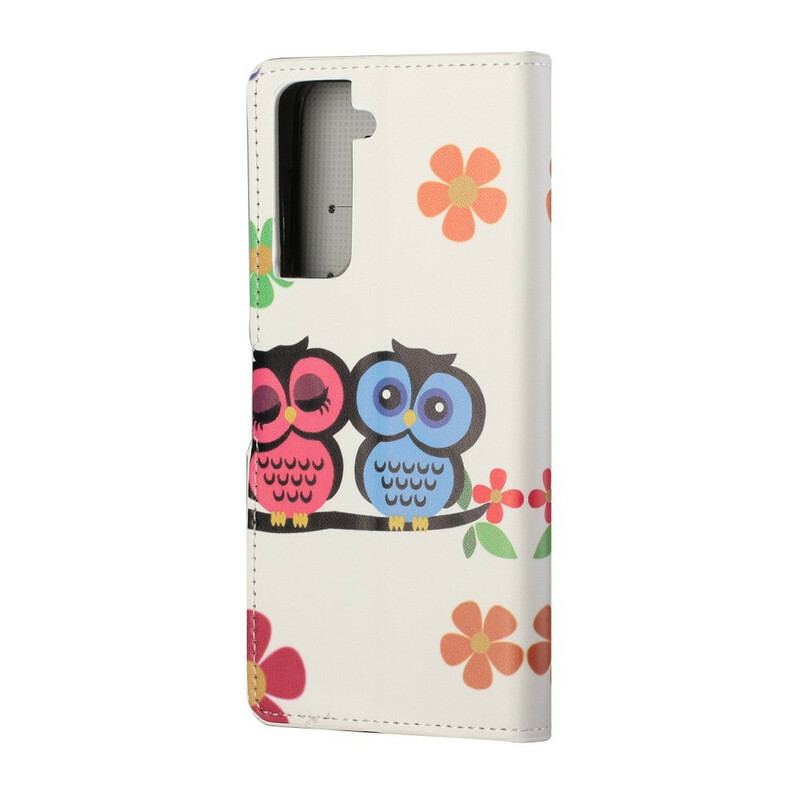 Læder Cover Samsung Galaxy S21 5G Par Ugler