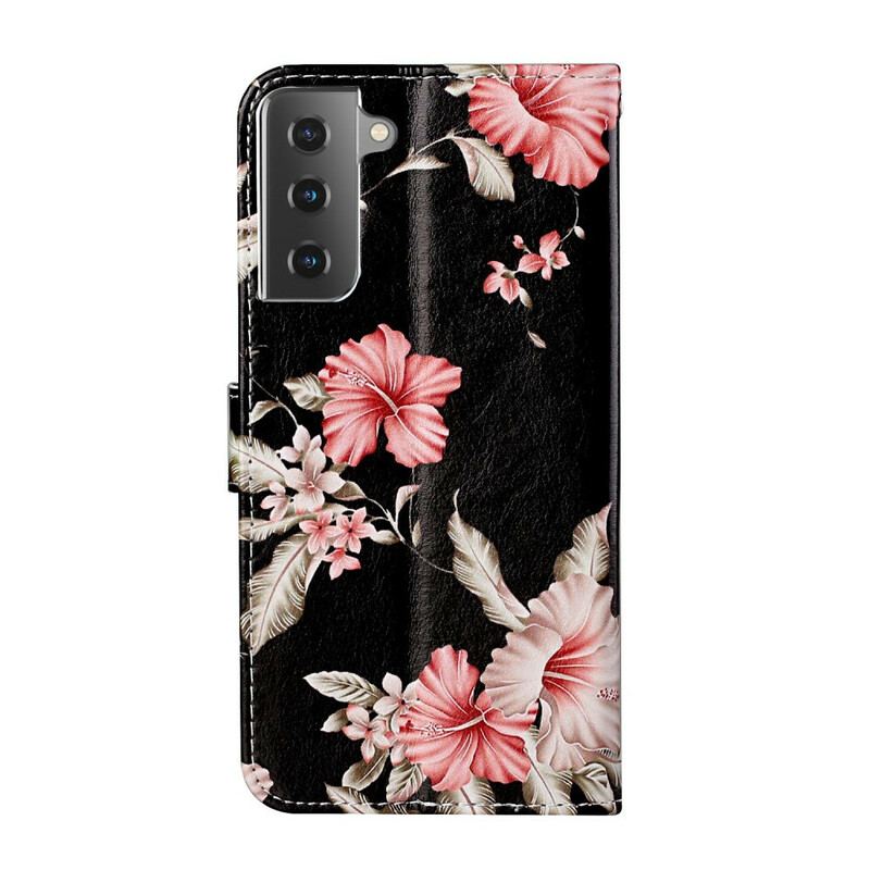 Læder Cover Samsung Galaxy S21 5G Skøre Blomster