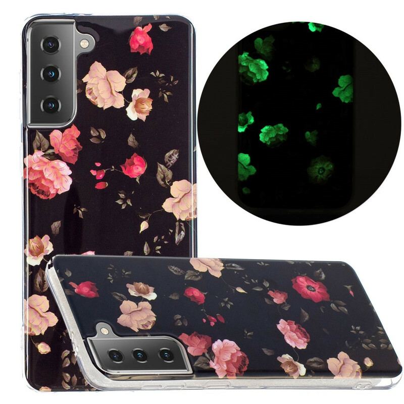 Mobilcover Samsung Galaxy S21 5G Fluorescerende Blomsterserie