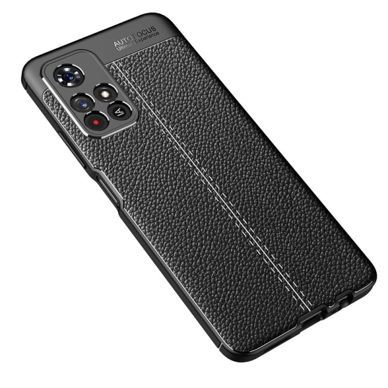 Cover Poco M4 Pro 5G Dobbelt Linje Litchi Læder Effekt