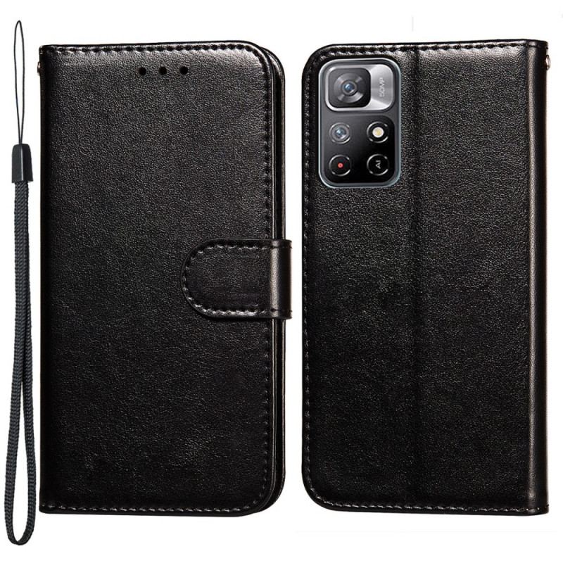 Flip Cover Poco M4 Pro 5G Med Snor Solid Color Series Strappy