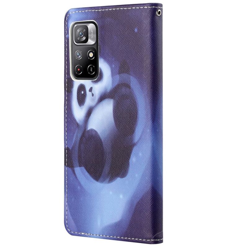 Læder Cover Poco M4 Pro 5G Med Snor Panda Space Med Snor