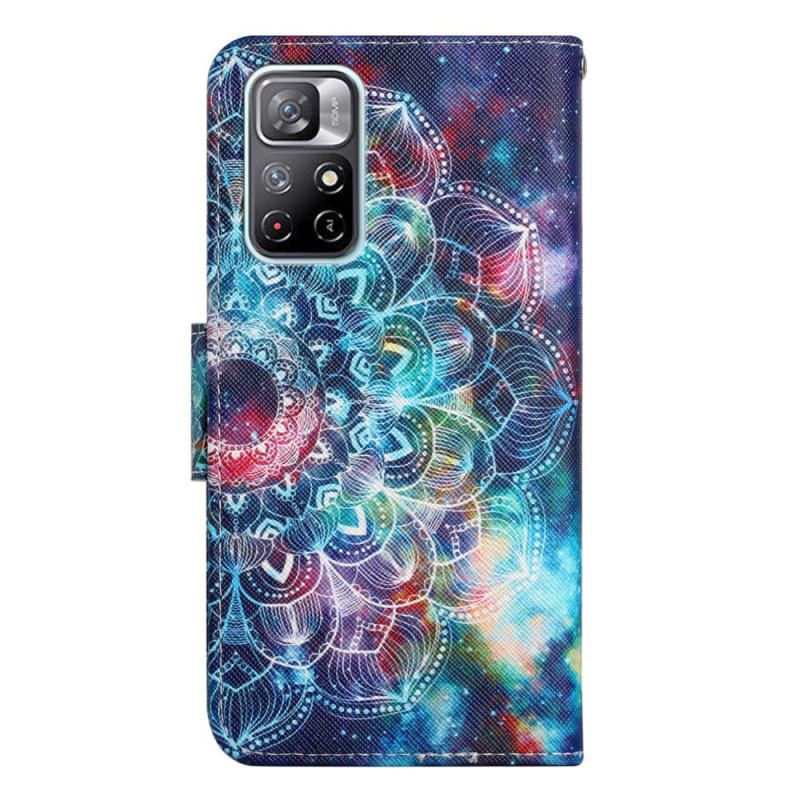Læder Cover Poco M4 Pro 5G Med Snor Prangende Halv Mandala Strappy