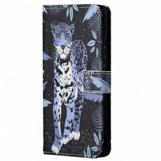 Læder Cover Poco M4 Pro 5G Med Snor Strappy Leopard