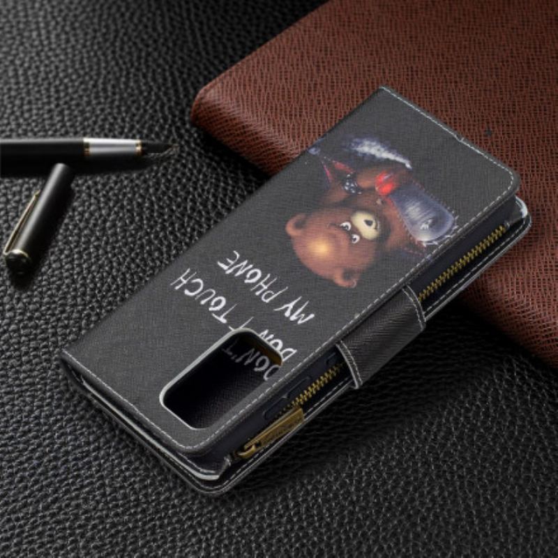 Læder Cover Samsung Galaxy A52 4G / A52 5G / A52s 5G Lommebjørn Med Lynlås