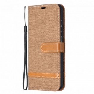 Læder Cover Samsung Galaxy A52 4G / A52 5G / A52s 5G Med Snor Stof- Og Lædereffektrem