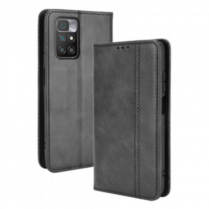 Cover Xiaomi Redmi 10 Flip Cover Stiliseret Vintage Lædereffekt