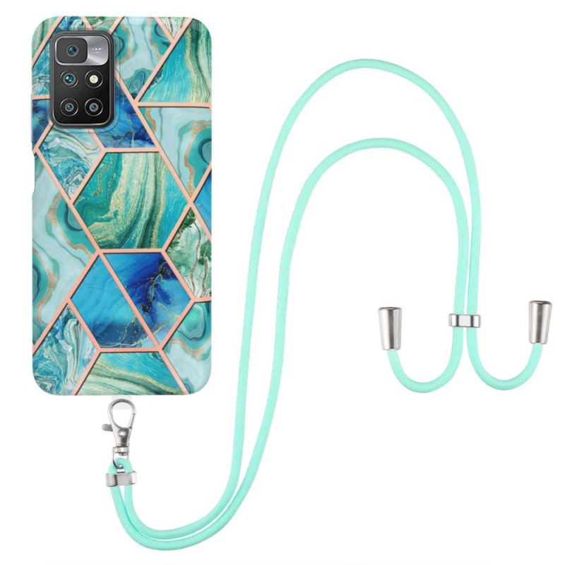Cover Xiaomi Redmi 10 Med Snor Snøre I Marmorstil