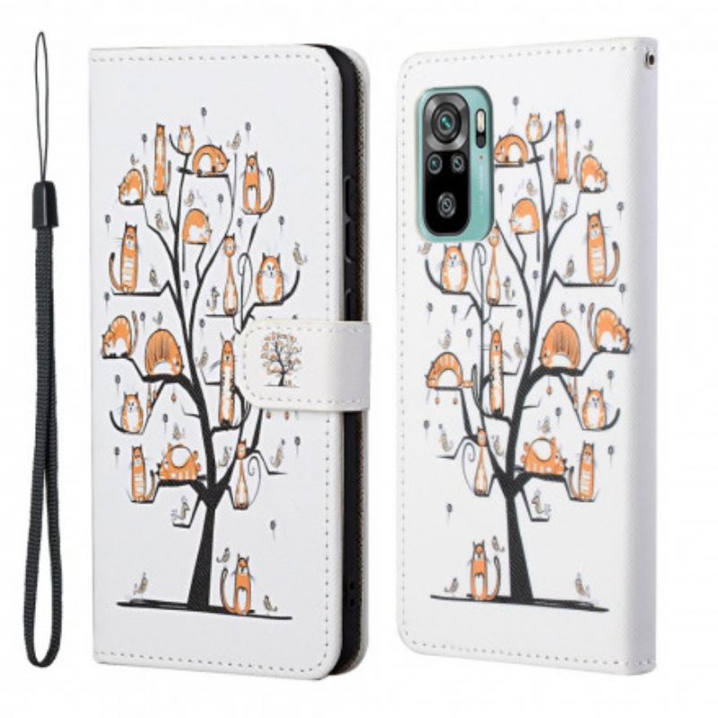 Flip Cover Xiaomi Redmi 10 Med Snor Funky Cats Med Rem