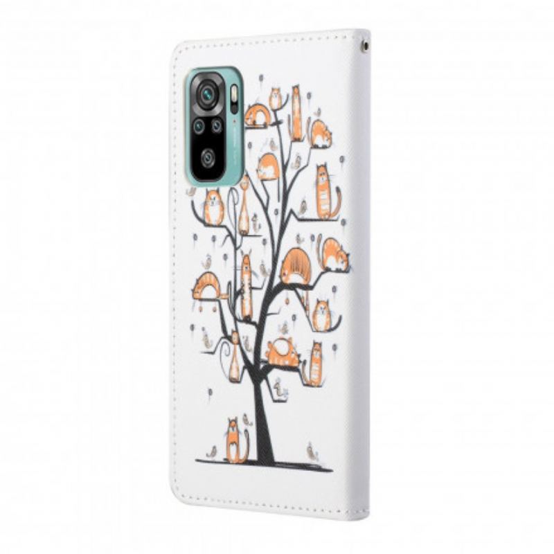 Flip Cover Xiaomi Redmi 10 Med Snor Funky Cats Med Rem