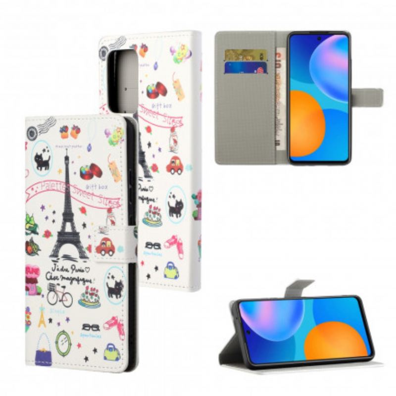 Flip Cover Xiaomi Redmi 10 Med Snor Jeg Elsker Paris På Lanière