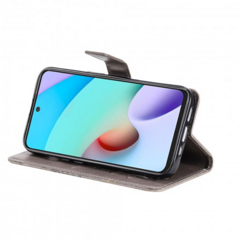 Flip Cover Xiaomi Redmi 10 Med Snor Kæmpe Sommerfugle Med Rem