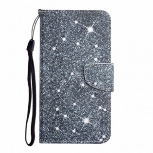 Flip Cover Xiaomi Redmi 10 Med Snor Strappy Pailletter