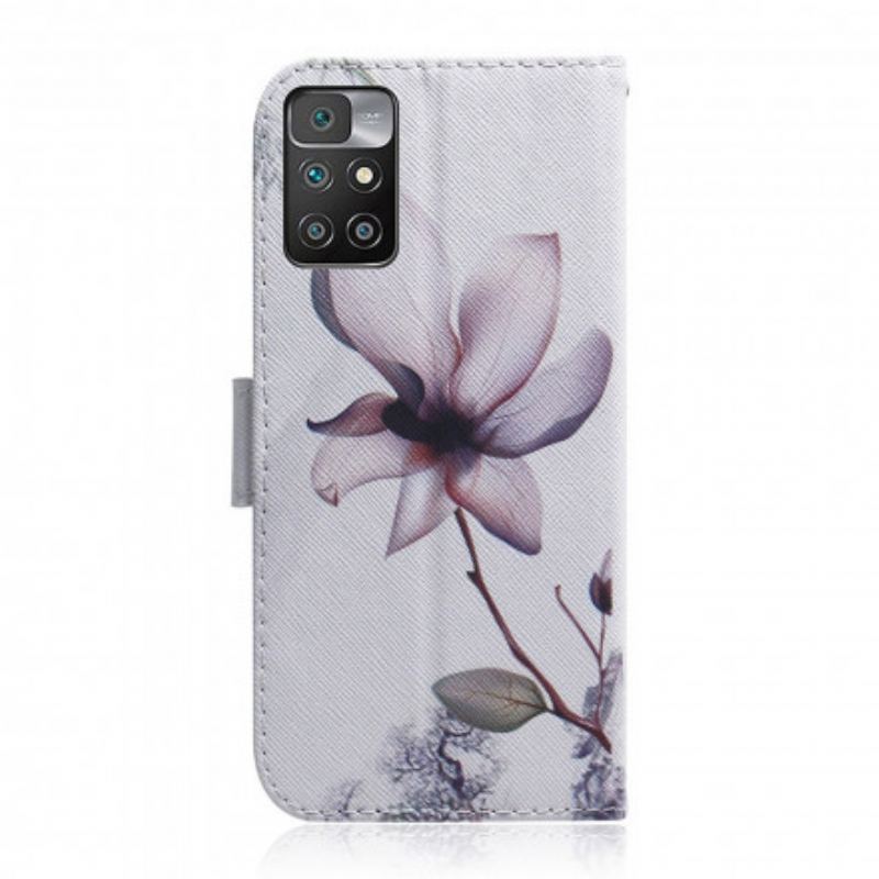 Læder Cover Xiaomi Redmi 10 Blomst Støvet Pink