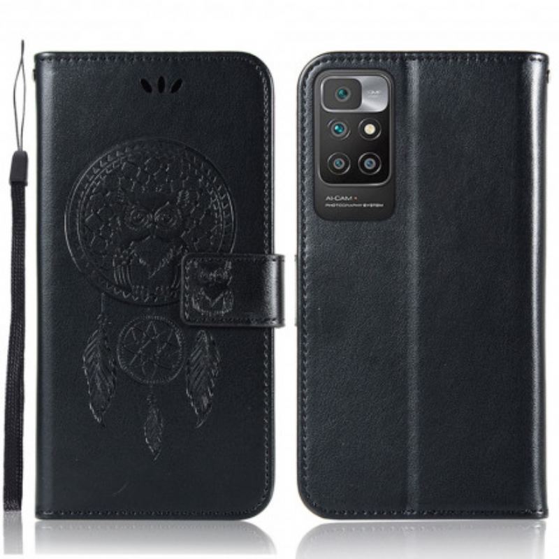 Læder Cover Xiaomi Redmi 10 Drømmefanger Ugle I Lædereffekt