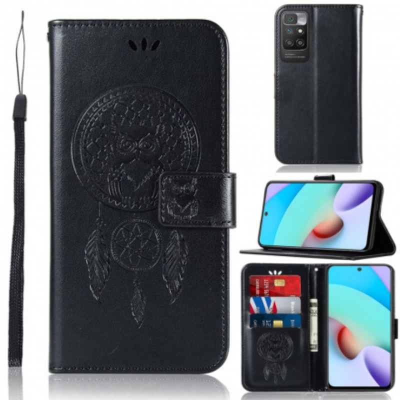 Læder Cover Xiaomi Redmi 10 Drømmefanger Ugle I Lædereffekt