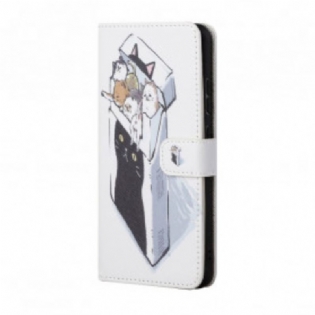 Læder Cover Xiaomi Redmi 10 Med Snor Levering Thong Cats