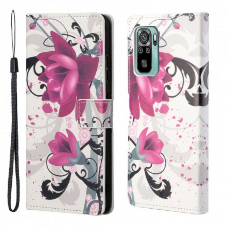 Læder Cover Xiaomi Redmi 10 Tropiske Blomster