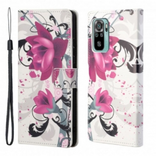 Læder Cover Xiaomi Redmi 10 Tropiske Blomster