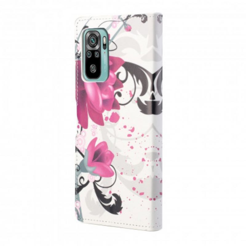 Læder Cover Xiaomi Redmi 10 Tropiske Blomster