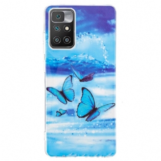 Mobilcover Xiaomi Redmi 10 Fluorescerende Sommerfugle