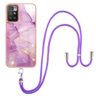 Mobilcover Xiaomi Redmi 10 Med Snor Marmor Design Ledning