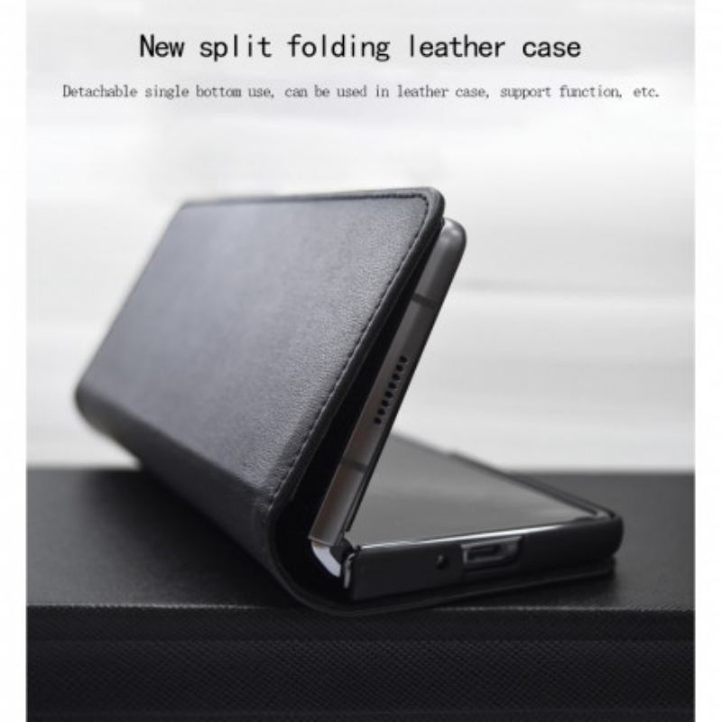 Cover Samsung Galaxy Z Fold 2 Flip Cover Ægte Læder