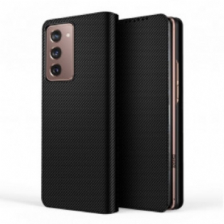 Cover Samsung Galaxy Z Fold 2 Flip Cover Sort Ægte Læder