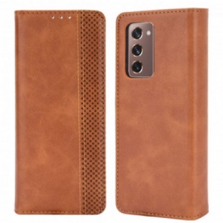 Cover Samsung Galaxy Z Fold 2 Flip Cover Stiliseret Lædereffekt