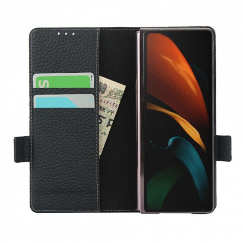 Flip Cover Samsung Galaxy Z Fold 2 Ægte Litchi Læder