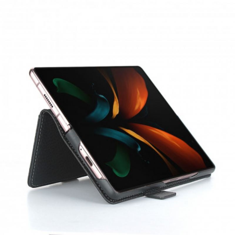 Flip Cover Samsung Galaxy Z Fold 2 Ægte Litchi Læder