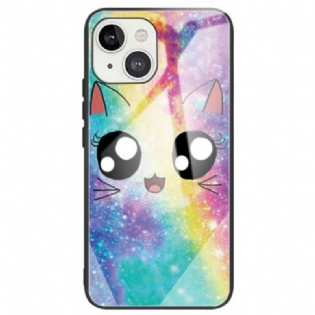 Cover iPhone 14 Deco Cat Hærdet Glas