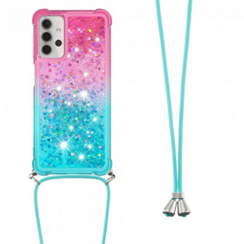 Cover Samsung Galaxy A32 5G Silikone Pailletter Og Snor