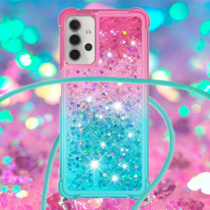 Cover Samsung Galaxy A32 5G Silikone Pailletter Og Snor