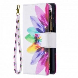 Flip Cover Samsung Galaxy A32 5G Blomsterlomme Med Lynlås