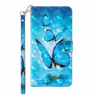 Flip Cover Samsung Galaxy A32 5G Let Plet Flyvende Blå Sommerfugle