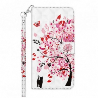 Flip Cover Samsung Galaxy A32 5G Lys Plet Pink Træ