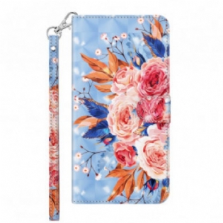 Flip Cover Samsung Galaxy A32 5G Romantisk Lysplet Med Snor