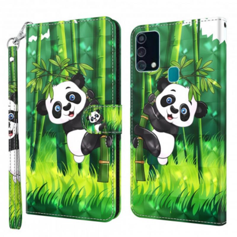 Læder Cover Samsung Galaxy A32 5G Light Spot Panda Og Bambus