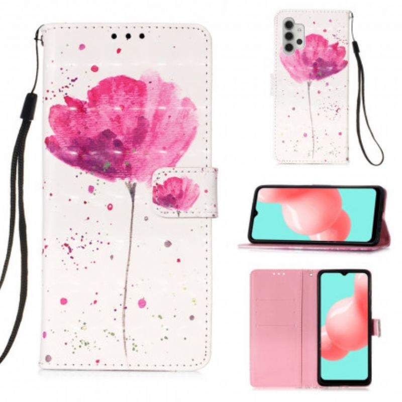Mobilcover Læder Cover Samsung Galaxy A32 5G Akvarel Valmue