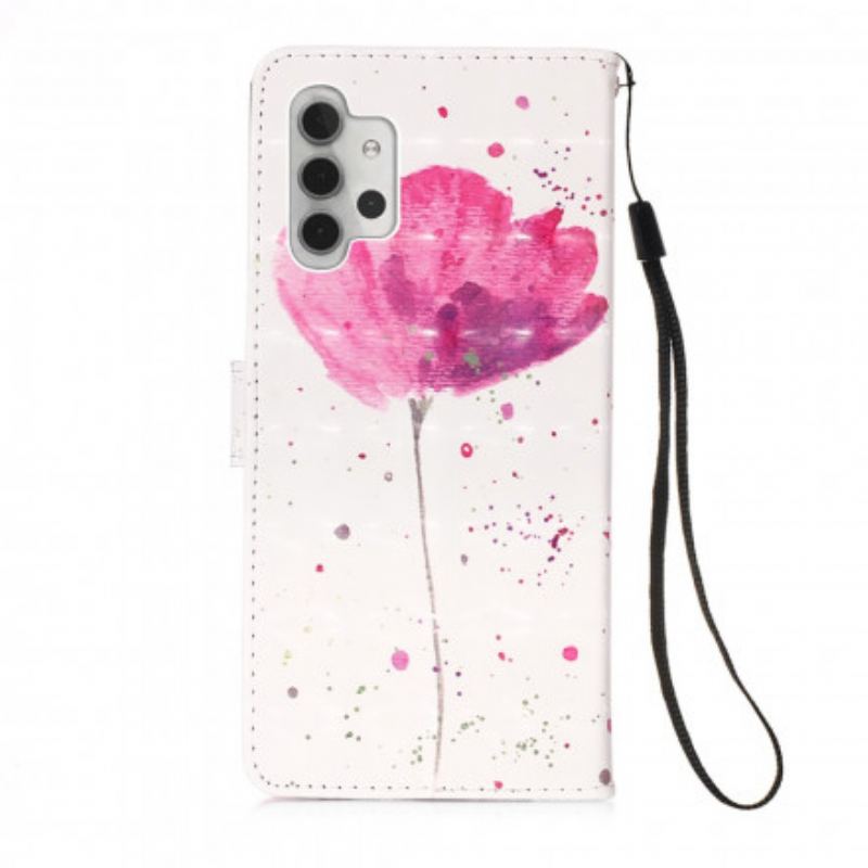 Mobilcover Læder Cover Samsung Galaxy A32 5G Akvarel Valmue